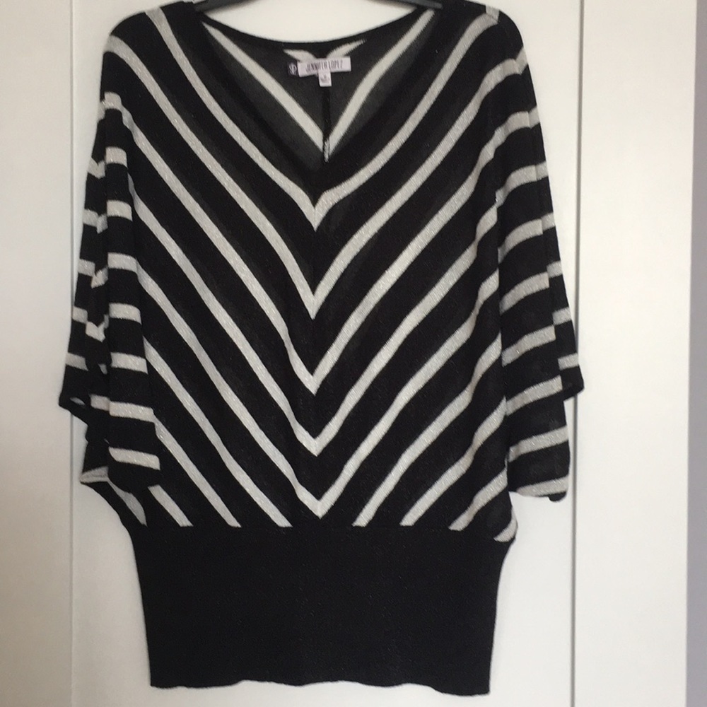 Jennifer Lopez Incredible back and silver dressy top. Size M